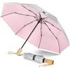 ZOMAKE Ombrello Raggi UV, Sun Ombrelli Pieghevole Sole Anti UV UPF 50+, Umbrella Piogia Piccolo Antivento Resistenti per Donna Uomo Manico in Legno (Argento Rosa)