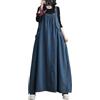 Abito Tuta In Denim Donna Plus Size Nero Con Tasche Cinghie Regolabili