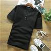 Uomo Lino T-Shirt Henley Collo Stile Maglia Camicetta Rétro