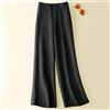 Pantaloni Donna A Gamba Dritta In Cotone Lino, Wide-Leg, Corti, Tinta Unita