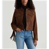 Fatto a mano Giacca da donna in camoscio marrone con frange di design fatta a mano adatta ...