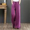 Pantaloni Donna In Lino Blend A Gamba Larga Con Coulisse A Tinta Unita