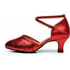 Donna Scarpe Ballo Latino Tacco Medio Brillantini Salsa Cha Danza All'Aperto