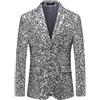 Blazer Uomo Slim Paillettes Oro Argento Glitter Giacca Elegante Sera
