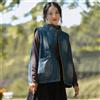 Gilet In Denim Larga Con Interno In Lana Sherpa Senza Maniche Top Casual