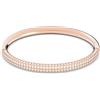 Swarovski Stone Bracciale Rigido, Placcato in Tonalità Oro Rosa con Pavé in Clear Crystal su Quattro File, Taglia M, Bianco