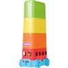 TOMY Toomies E73220C Tomy Hide & Squeak Stacker Decker Bus, Push-Along Colori e Suoni, impilare e ordinare i Bambini, Giocattolo educativo per Bambini e Bambine dai 12 Mesi in su