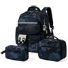Amythe Set 3 Pezzi Zaino Ragazzo 1a-5a Elementare Riflettente | Zaino Ergonomico Bambini 6-12 Anni Impermeabile 25L Mimetico Verde