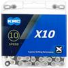 KMC X10 Chain, Catena Unisex Adulto, Silver/Black, 1/2 x 11/128