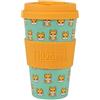IDRINK®- Tazza in RPET per caffé con tappo in silicone apribile, facile da portare 435 ml, Mug takeaway plastica riciclata 8.7 x 8.7 x 15 cm ergonomica 435 ml (Shiba)