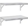 vidaXL Wandschappen 2 st 50x30 cm roestvrijstaal zilverkleurig