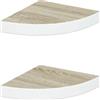 vidaXL Hoekwandschappen 2 st 25x25x3,8 cm MDF eikenkleurig en wit