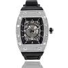 ICEDIAMOND Bling CZ Diamond Skeleton Barrel Dial Orologio al quarzo orologio da uomo con calendario giorno ghiacciato Hip Hop Fashion Watch, Nero-argento, Moda