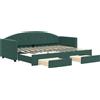 vidaXL Letto da giorno allungabile con cassetti verde scuro 80x200 cm in velluto