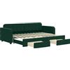 vidaXL Letto da giorno allungabile con cassetti verde scuro 80x200 cm in velluto