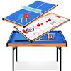 SereneLife Tavolo Multigioco 4 in 1 da Adulti e Bambini, Portatile e Pieghevole con Accessori, Ping Pong, Hockey da Tavolo, Biliardino e Shuffleboard