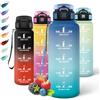 Motswedi Borraccia 1500ml, a Prova di Perdite, Borraccia con Cannuccia, Reutilizables, Bottiglia Acqua, Senza BPA, Borracce per Scuola, Palestra, Ufficio, Yoga, Sport, Blu Verde