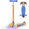 TONBUX Monopattino Bambini 3-8 Anni, Monopattino per Bambini con Colonna, Ruote e Vassoio Luminoso, Vassoio Metallico Rinforzato, Altezza Regolabile 65-80 cm, Freno Posteriore Reattivo, Lean to Steer