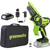 Greenworks 24V 10cm Mini Motosega a Batteria per Potatura, Auto-Lubrificante Motosega Elettrica, Contiene una Batteria di 2Ah e un Caricatore