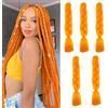 Gairyan Treccine Africane Extension per Treccine Afro Capelli Finti 60cm Ombre Kanekalon 5 pieces 500g, Treccia Capelli Sintetici Crochet Twist Jumbo Braids (Arancione)