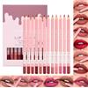 Sitovely Set di matite per contorno labbra 12 colori nude, rossetto sottile opaco vellutato, lucidalabbra altamente pigmentato