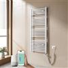 EMKE Radiatore da Bagno, 120 x 50cm, 500W, Scaldasalviette con WIFI Termostato, Curvo, Bianco, Termoarredo Asciugamani da Bagno