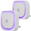YUNLEX Presa di Luce Notturna con Sensore Crepuscolare, 5 livelli di luminosità regolabile per Camera dei Bambini (Viola)