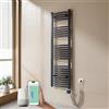 EMKE Scaldasalviette elettrico bagno,Curvo,140 x 40cm, 500W,Scaldasalviette con WIFI Termostato,Bianco,Radiatore da Bagno,Termoarredo Asciugamani da Bagno