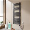 EMKE Scaldasalviette elettrico bagno,Curvo,140 x 50cm, 600W,Scaldasalviette con WIFI Termostato,Bianco,Radiatore da Bagno,Termoarredo Asciugamani da Bagno