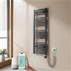 EMKE Radiatore da Bagno, 120 x 40cm, 500W, Scaldasalviette con WIFI Termostato, Curvo, Antracite colore, Termoarredo Asciugamani da Bagno