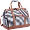 Lekesky Borsone da Viaggio Weekend Donna 43L con Scomparto Scarpe, Strisce