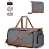 Lekesky Borsone da Viaggio Borsone Palestra Donna Uomo 60L, Borsa da Viaggio Weekend Pieghevole con Scomparto Scarpe e Tracolla, Leggero Impermeabile Borse Bagaglio a Mano per Sport Ospedale, Grigio