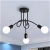 DAXGD Plafoniera Soffitto Industriale, E27 Lampada da Soffitto a 3-Luci, Nero Lampadario da Soffitto in Metallo per Soggiorno, Camera da Letto, Sala da Pranzo, Cucina, Bar (Senza Lampadina)