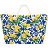 No Brand Borsa Mare Donna Fantasia Limoni Mediterranei Blu Con Manici In Corda
