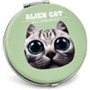 No Brand Specchietto Tascabile Specchietto Tascabile Doppio Alien Cat Verde Con Gatto Occhi Grandi