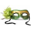 No Brand Maschera Veneziana Occhi Verde E Oro Con Fiore Verde