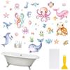 MOROBOR Adesivi antiscivolo per vasca da bagno, 6 pezzi, a tema vita marina, adesivi antiscivolo per vasca da bagno, scale, doccia