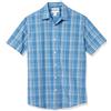 Amazon Essentials Camicia in Popeline a Maniche Corte Regular Fit Uomo, Blu Acqua A Quadretti, S