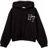 United Colors of Benetton Maglia C/CAPP. M/L 39M2C205D Felpa con Cappuccio, Nero, 150 cm Bambina