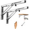 BOODPET Mensola pieghevole acciaio inox 150 mm - Set da 2 staffe pieghevoli portata 25-30 kg, supporto da parete salvaspazio per mensole, tavoli & piani di lavoro - Viti incluse