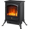 HOMCOM Camino Elettrico da Terra con Effetto Fiamma ABS 45x28x54cm Nero