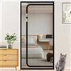 Lesone Tenda per porta a prova di gatto, zanzariera per animali domestici, con chiusura a cerniera, antigraffio, per evitare che cani e gatti escano da casa (120 x 240 cm, rete grigia, nastro nero)