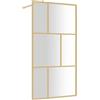 vidaXL Inloopdouchewand transparant 115x195 cm ESG-glas goudkleurig