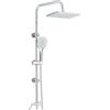 LLFFSSDG Colonna doccia fissa con rubinetto monocomando - Set doccia quadrato 29 x 19 cm e soffione a mano - Kit completo doccia in cromo argento