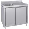 Ristoattrezzature - Lavello in acciaio inox armadiato 120x60x95h cm - 1 vasca con gocciolatoio dx - Per uso professionale