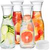 Kingrol Confezione da 4 brocche in vetro, 963,9 g/1 litro, caraffe in vetro a collo stretto per acqua, succhi, tè freddo, bevande, vino, forniture per bar mimosa