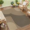 PureCozy Tappeto da Esterno Salotto 120x170cm Lavabile Antiscivolo Tapette Marrone Nero Tappeti Juta Simil Carpet Camera da Letto Giardino Balcone Terrazza Impermeabile Rug