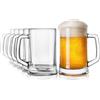 KONZEPT Boccale da birra in vetro, 0,5 litri, set da 6 bicchieri da birra con manico, perfetto per casa, ristoranti e birrerie, lavabile in lavastoviglie