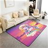 Homewish Tappeto con unicorno arcobaleno, 100 x 150 cm, per camera da letto e soggiorno, tappeto moderno con unicorno, stampa animalier kawaii, grande tappeto floreale e farfalla, non perde pelo