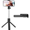 Jopwkuin Asta Selfie con Base Rotante a 360 Gradi con Telecomando per gli Amanti dei Video Dal Vivo Asta Selfie Pieghevole Portatile per Fotografi di Viaggio Telescopico in Acciaio Inossidabile (Nera)